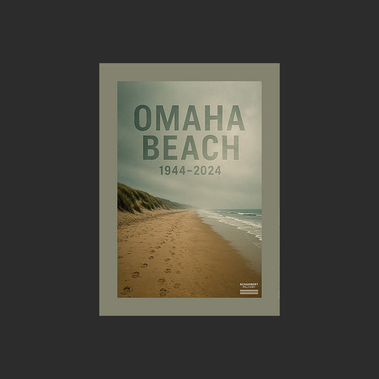Omaha Beach 1944 2024 | Affiche Anniversaire des 80 ans du D-Day - Design avec marge couleur.