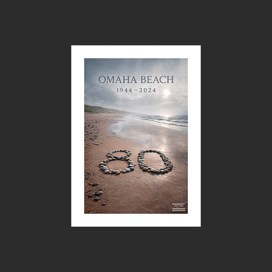 Galets de mémoire | Les 80 ans du Débarquement allié en Normandie - Design avec marge blanche.