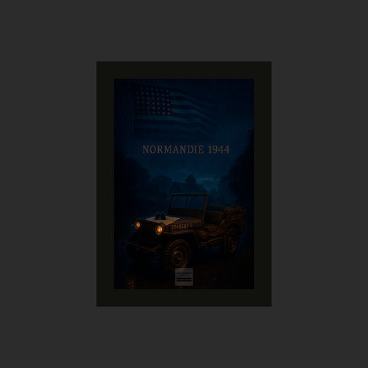 Affiche MP0007 Jeep Willys MB Nuit Chemin Village D-Day 1944 Normandie